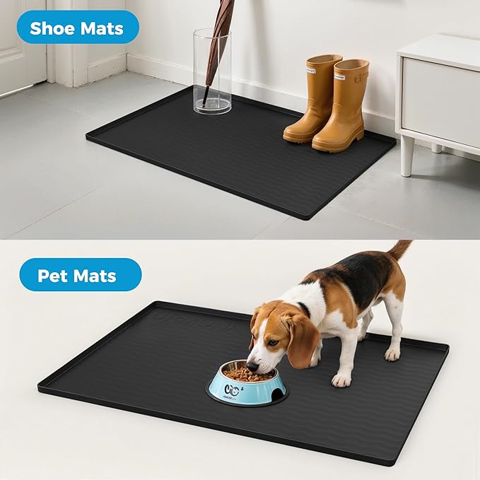 URMONA 34'' x 22'' Waterproof Silicone Under Sink Mat Cabinet and Counter Protector, Shelf Liner for Kitchen and Bathroom, Storage and Organizers, Litter Mat, Pet Cat Puppy Essentials（Charcoal）