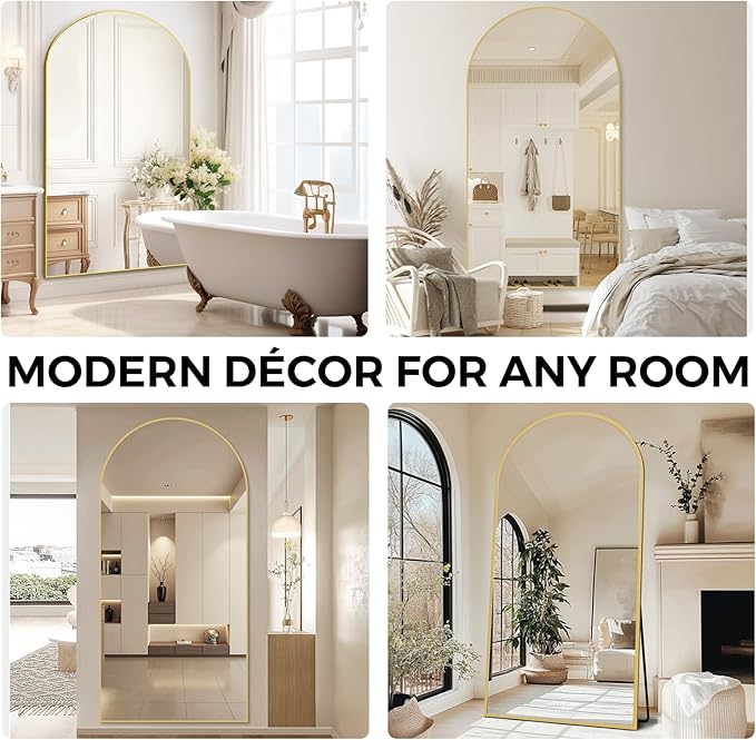 Oversized Full Length Mirror 81x41 Inch - Wall Mounted or Standing Floor Mirror with Aluminum Alloy Frame, Shatterproof Tempered Glass - Modern Mirror for Bedroom, Living Room, Closet, Gold