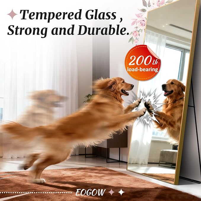 EOGOW 65" x 22" Full Body Mirror,Tempered Glass Shatterproof Full Length Mirror with Stand, Hanging, Wall Mounted Leaning for Bedroom Living Room Entryway