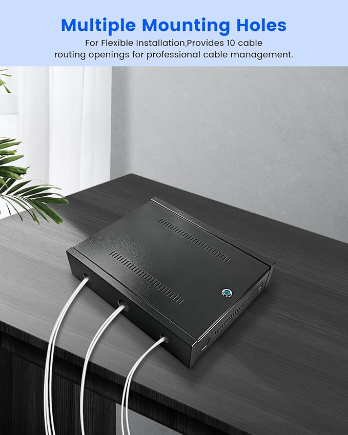 Heavy Duty DVR Lock Box & NVR Enclosure, Lockable Steel Cabinet for CCTV Security Systems, Wall Mount with Ventilation and Built-in Cable Management