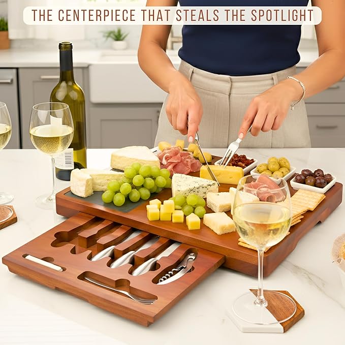 Personalized Charcuterie Board Set with Stainless Steel Knives – Custom Wedding, Bridal Shower, Anniversary, Engagement, Birthday Gift for Her, Women, Mom, Housewarming, Couples, Mother’s Day Gifts