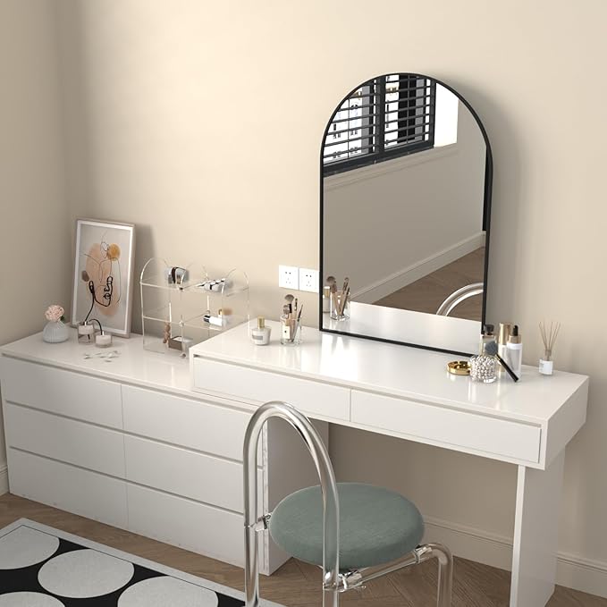 Giftgarden Black Arched Mirror 20x30 Inch, Arch Bathroom Mirror Wall Mounted with Aluminum Frame for Vanity, Powder Room, Bedroom, Mantle