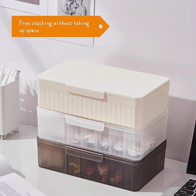 Cable Organizer Box Extra Wide, Travel Charger Cord Earphone Storage Case with Lid (Translucent White)