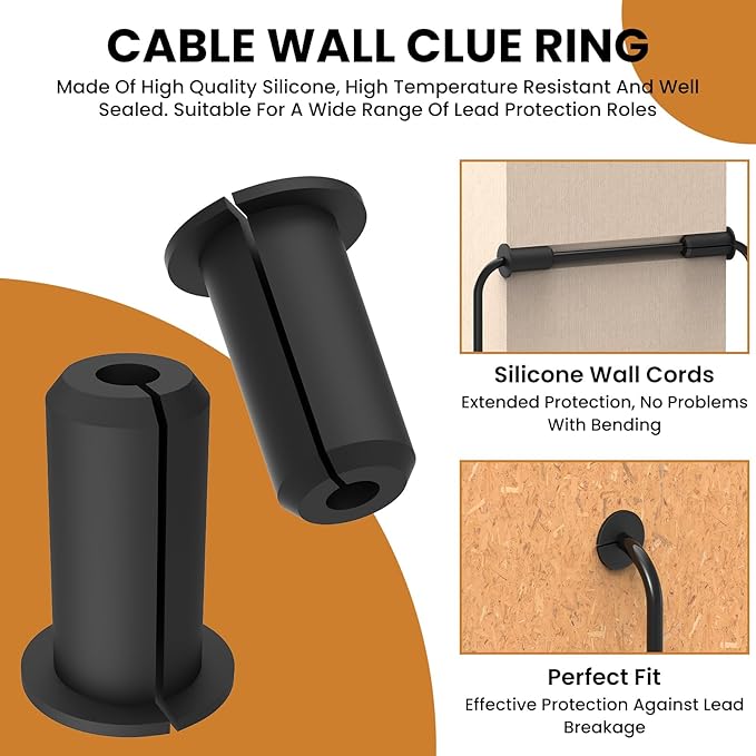 4pcs in Wall Pass Through Cable Routing Kit Compatible for Starlink Mounting 1 Inch Wall Hole Silicone Cable Feed Through Bushing Grommet Accessories for Router Ethernet Adapter
