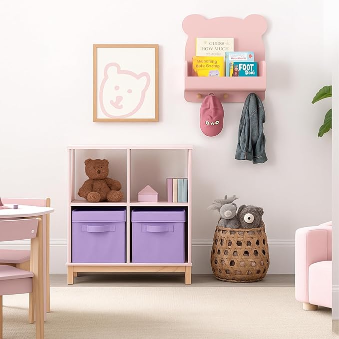 ShellKingdom Storage Bins, Foldable Fabric Storage Cubes with Lid, Clothes Storage Organizer Drawer For Closet Toys Storage, 10.5 X 10.5 X 11 INCH, 2 Pack (Lavender)