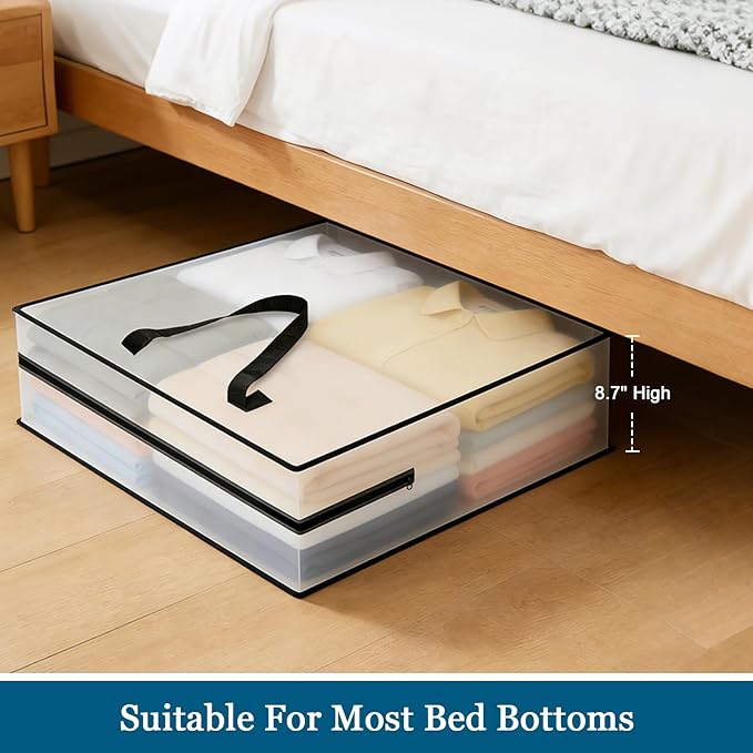 95L Under Bed Storage Bag, 1-Pack Clothes Storage Bag, Clear Bag for Quilt Pillow Blanket Bedding Storage or Wreath Closet Organizer Home Storage