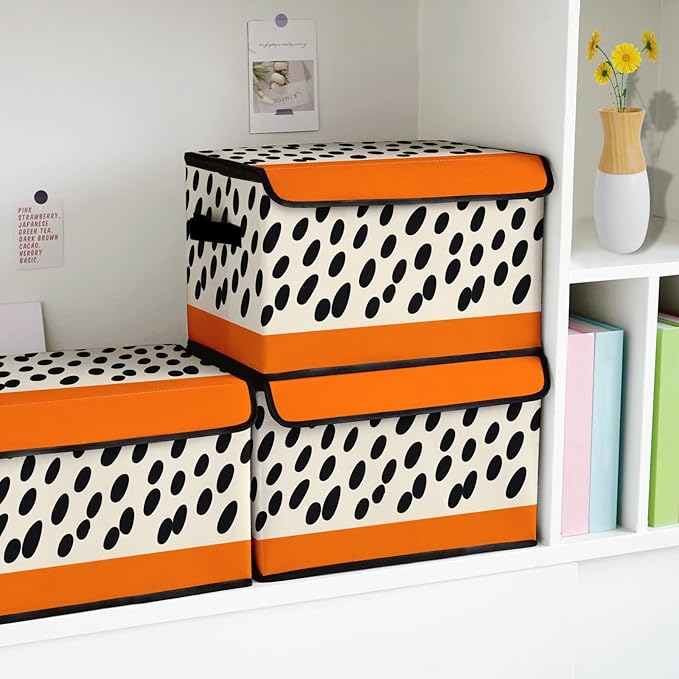 Stackable Storage Bins with Lids,Closet Organizers Fabric Box for Home and Office,Blanket Clothes Organizers,Under Bed Storage Containers 3 Pack