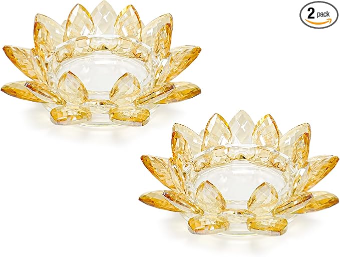 Crystal Flower Jewelry Tray, Transparent Decorative Trinket Dish for Rings, Earrings, Necklaces, Keys for Vanity Dresser Nightstand, Elegant Gift for Women Mother's Day (2, 6.3"(W)- Gold)