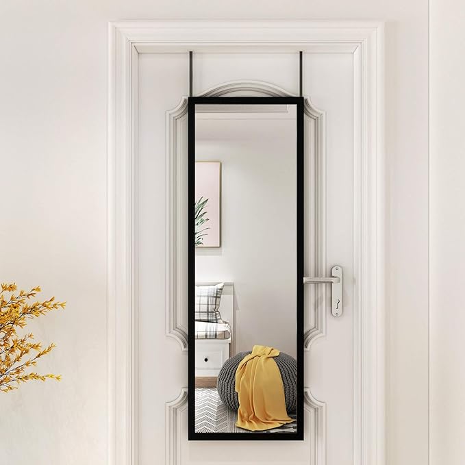 whitebeach Wall Mirror Full Length,Bedroom Full Body Mirror Over The Door 44“×16" Black