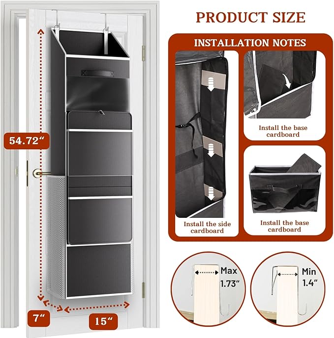 Ofiray-home 2-in-1 Wrapping Paper Organizer Storage, Over Door or Under Bed Organizer with Removable Drawer & 4 Clear Pockets Wrap Storage for Ribbons, Bows, Ornament and Other Tools