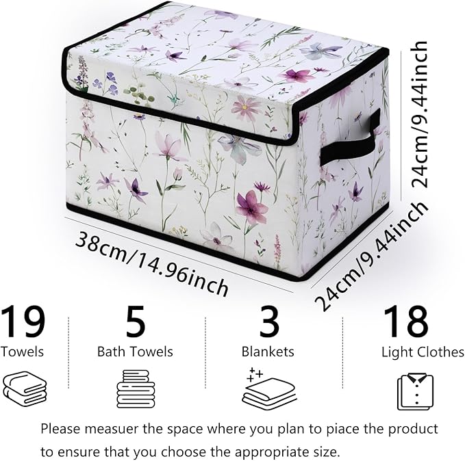 Stackable Storage Bins with Lids,Closet Organizers Fabric Box for Home and Office,Blanket Clothes Organizers,Under Bed Storage Containers 3 Pack