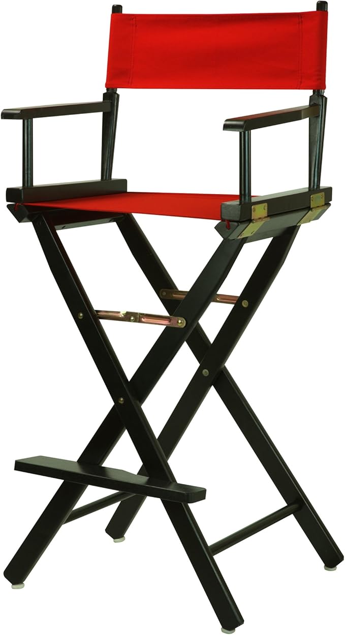 Casual Home 30" Director's Chair Black Frame-with Red Canvas, Bar Height