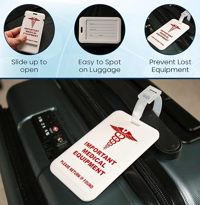 CPAP Hose Holder & Bedside Organizer with T-Style Hook, Luggage ID Tag & Dust Cover – Nightstand CPAP Mask Hanger Stand for Tubing, Mat & Supplies – T-Hook + Luggage Tag
