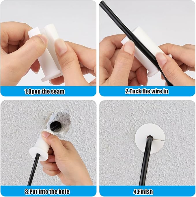 24Pcs Cable Routing Kit for Starlink - 1 inch Wall Grommets for Cables Through Bushings Cable Grommet with Nail in Cable Clips Reusable Cable Ties