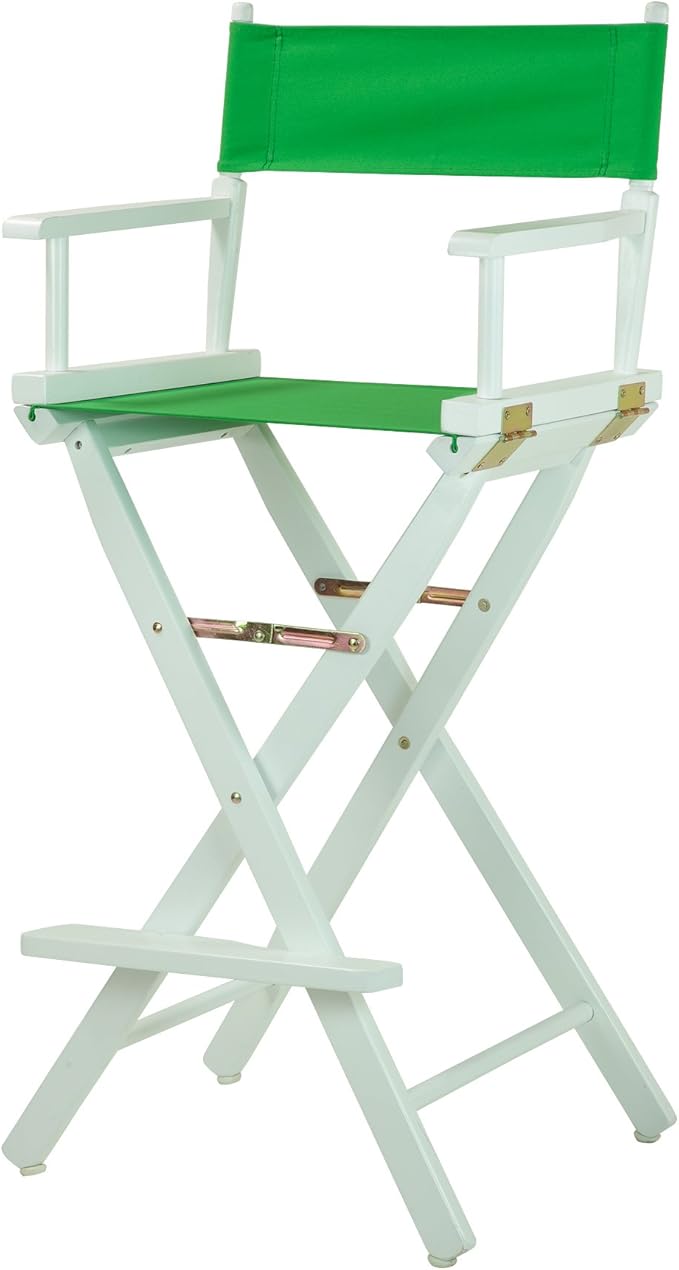 Casual Home Director's Chair ,White Frame/Green Canvas,30" - Bar Height
