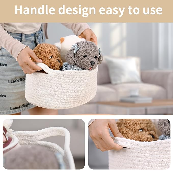 Happyiren Cute Woven Storage Basket with Handle – Hunter Green Empty Gift Burr Basket for Valentines Day, Birthday, Holiday Gifts, Eco-Friendly, Decorative Organizer Bin for Nursery, Plants