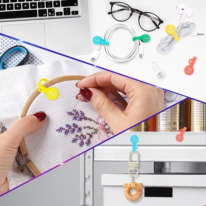 Cable Cord Organizer Magnetic Cord Organizers Twist Ties Magnet Clips Cord Wrap Keepers For Charging Cord Headphone Cord Holder Silicone Cable Strap Appliance Fridge Bookmark Whiteboard Keychain 5PACK