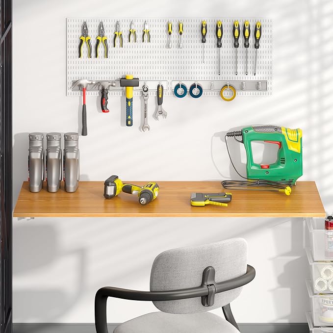 Need Fold Wall Mounted Workbench Folding Wall Table Length 47.2" Width 20" Perfect Addition to Garage & Shed/Home Office/Laundry Room/Home Bar/Kitchen & Dining Room
