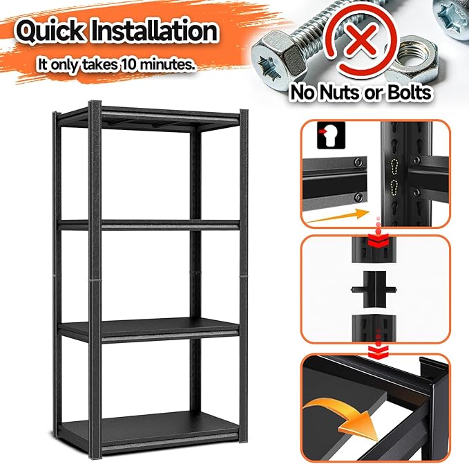 PRESTELION 4-Tier Adjustable Bakers Rack, 1600 lbs Capacity All-Steel Standing Kitchen Shelf, 23.6" L x 13.8" W x 54" H - Microwave Stand with Storage for Kitchen, Living Room, Dining Room