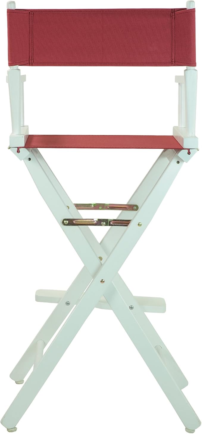 Casual Home Director's Chair ,White Frame/Burgundy Canvas,30" - Bar Height