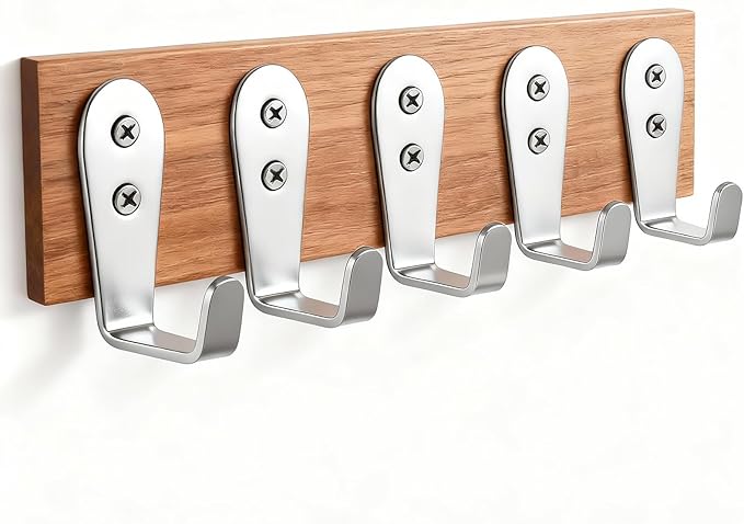 8 Pcs Stainless Steel Hooks for Hanging, Heavy Duty Hook, Wall Hooks Key Holder Wall Mount Hanger Coat Hook Garage Storage Screw Utility Hooks (Silver)