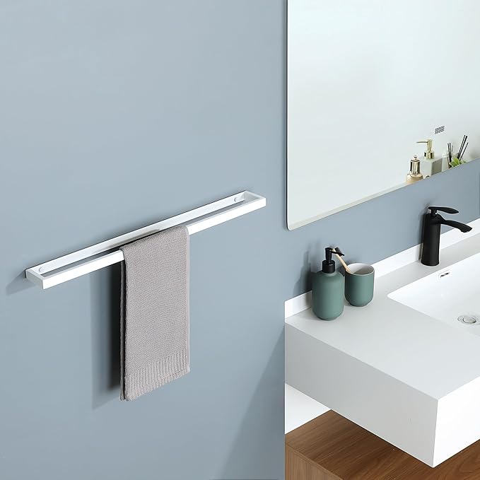 Alise Bath Towel Bar,Wall Mount 24 Inch Towel Holder,Towel Racks for Bathroom, Towel Rail for Lavatory,SUS304 Stainless Steel Hand Towel Hanger,White Finish
