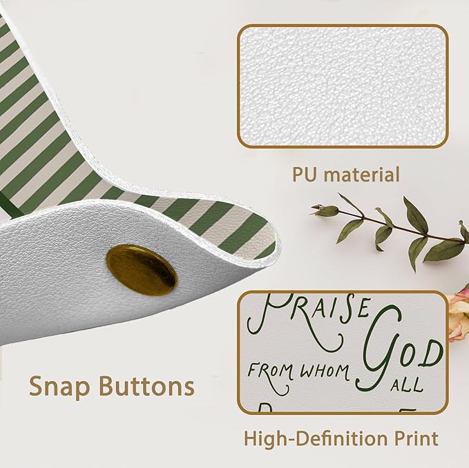 Christian Gifts Leather Jewelry Valet Tray, Green Religious Bible Verse PU Leather Catchall Beside Caddy Nightstand Organizer Tray for Jewelry Rings Watches Keys and Accessories, 7.8x7.8inch