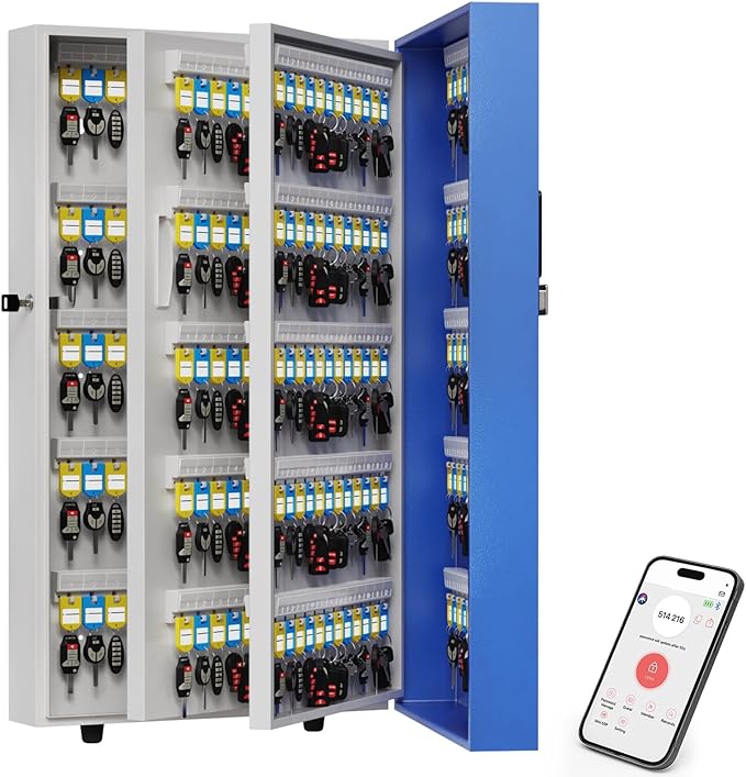 WeHere 360-Key Smart Key Lock Box, Wall-Mount Key Cabinet with Key Management App(Track Key Borrow/Return), Keypad, Bluetooth & WiFi Unlock (Sold Separately) for Commercial, School, Rental, Office