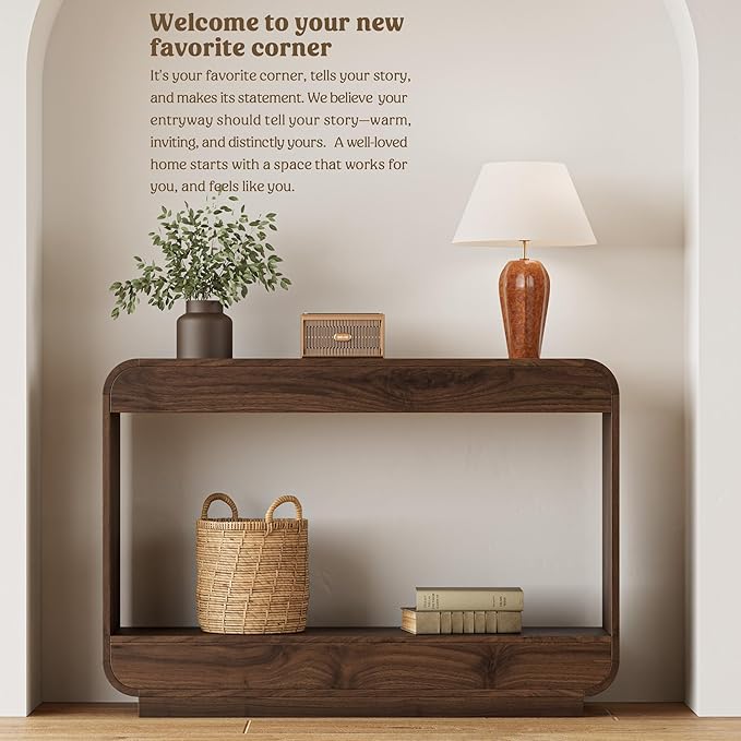 Lulive 43" Waterfall Console Table for Entryway, Wooden Entryway Table, Farmhouse Behind Sofa Table for Living Room, Hallway, Entrance, Couch, Entry, Home Decor
