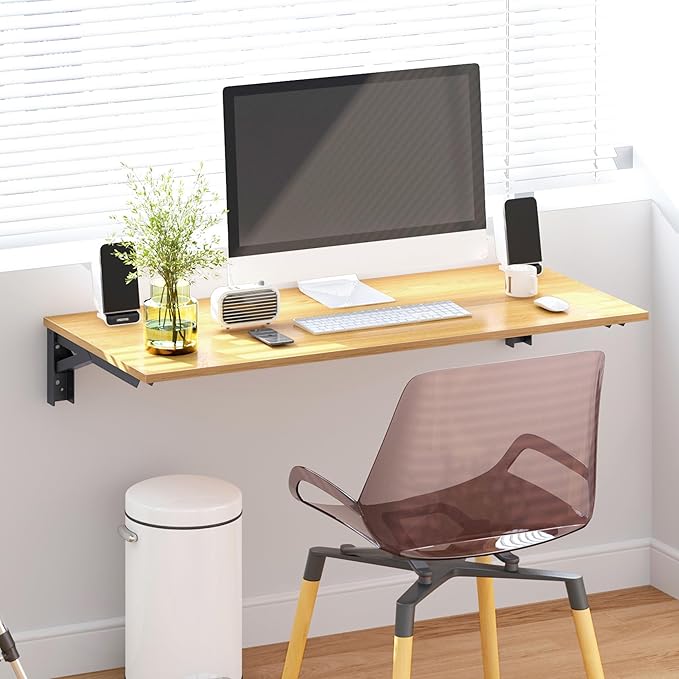 Need Wall Mounted Table - Heavy Duty Small Fold Down Desk Length 36" Width 20" Perfect Addition to Garage & Shed/Home Office/Laundry/Home Bar/Kitchen & Dining Room AC15BB(9050)