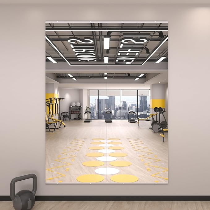 LOAAO Home Gym Mirror, 63"x24"-2 PCS Gym Mirrors for Wall, Frameless, Tempered Glass, Large Workout Mirrors for Home Gym, Dance Studio, Yoga Room, Garage Gym