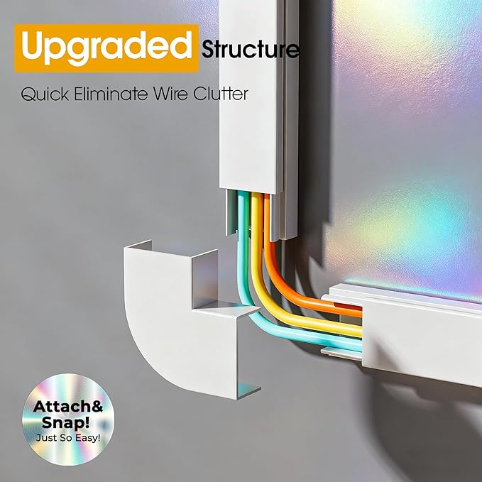 212.6in Cord Hider Wall, Cord Covers for 2-3 Wires on Wall, Paintable Cable Hider Raceway, Easier Set-up Wire Hider Wire Covers for Cords on Wall, Self-Adhesive Cable Cover, W0.95 H0.55in, White