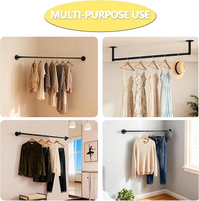 2 Pack 34 Inch Corner Garment Rod, Wardrobe Assistant Corner Angle Adjustable Wall Mounted Clothes Rack for Organizing and Displaying Everyday Attire or Seasonal Clothing