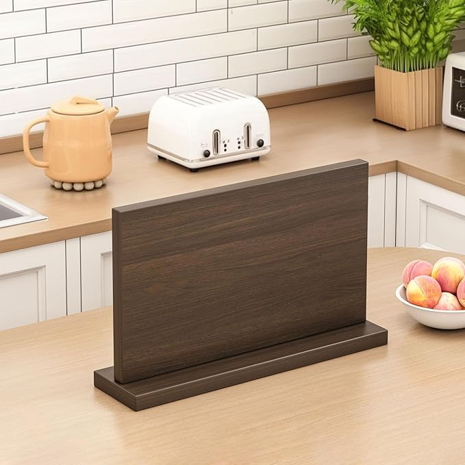 THMINS Magnetic Knife Block, 16 x 9 Inch Double-Sided Wooden Knife Holder for Kitchen Counter, Extra Large Magnetic Knife Holder and Storage Organizer