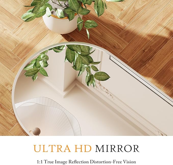 NEWBULIG 64"x21" Arched Full Length Mirror, Full Body Floor Mirror with Aluminum Alloy Thin Frame, Wall or Standing Mirror for Bedroom, Living Room, Dressing Room, Silver