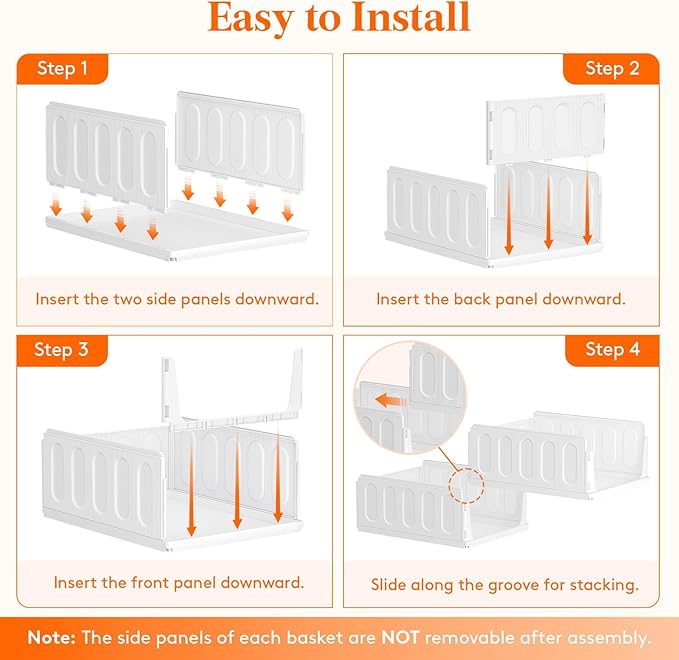 Lifewit 12 Pack Stackable Closet Organizers and Storage Basket for Clothes, Plastic Sweater Storage Bins for Wardrobe, Multifunctional Pants Organizer for RV, Pantry, Kitchen, Dorm, 16.5" Depth