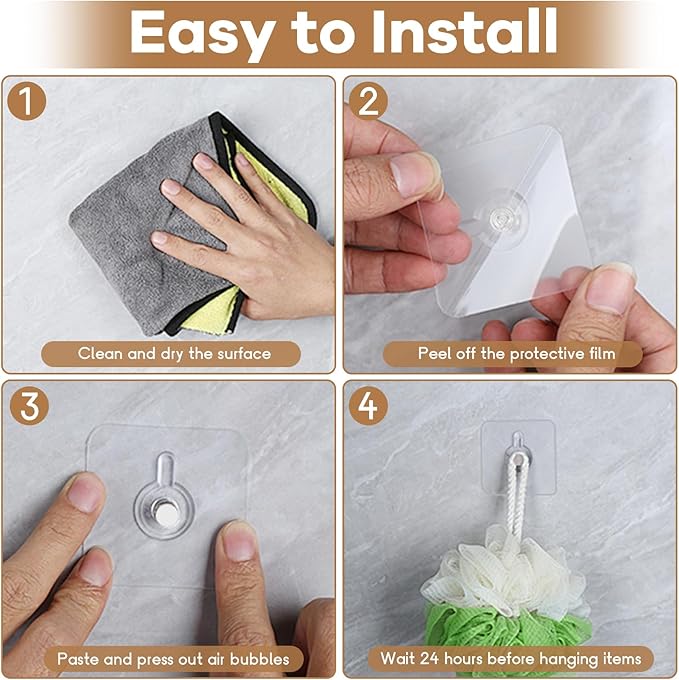 22 Pcs Drill Free Adhesive Wall Hooks, 40 lb Capacity Picture Hanging Hooks, Heavy Duty Picture Hangers Without Nails Strong Hold for Bathroom, Kitchen & Entryway