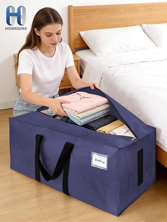 HOMESURE Supports 200lbs Heavy Duty Moving Bags - Strong Zipper & Wrap-Around Handles - Water-Resistant Storage Totes, Durable Alternative to Moving Boxes - 8 Pack -Multi-Color System for Easy Sorting