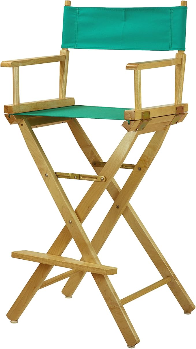 Casual Home 30" Director's Chair Natural Frame-with Teal Canvas, Bar Height