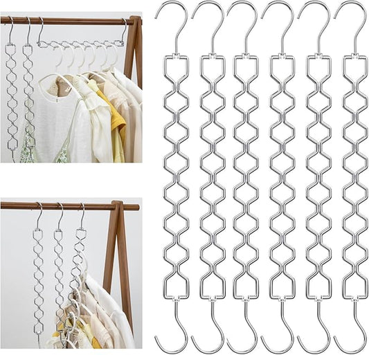 6 Pack Space Saving Metal Collapsible Hangers for Heavy Clothes, 22Lbs Capacity Hook Closet Space Savers Metal Hanger Organizer for Dorm, Room Essentials Storage Sliver