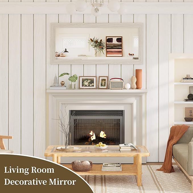 Syndra Modern Full Length Mirror Wood Frame, 65x24'' Large Floor Mirror with HD Tempered Glass & Wall Mount, Rectangular Standing Mirror for Bedroom, Living Room, Entryway, Farmhouse(Grey White Oak)