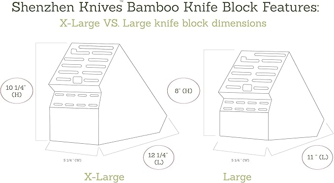 Shenzhen Knives 20 Slot Universal Knife Block: X-Large Bamboo Finish Wood Knife Block without Knives Countertop Butcher Block Knife Holder and Organizer with Wide Slots for Easy Kitchen Knife Storage