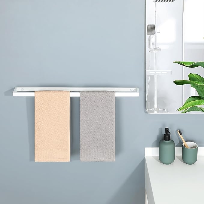 Alise Bath Towel Bar,Wall Mount 24 Inch Towel Holder,Towel Racks for Bathroom, Towel Rail for Lavatory,SUS304 Stainless Steel Hand Towel Hanger,White Finish