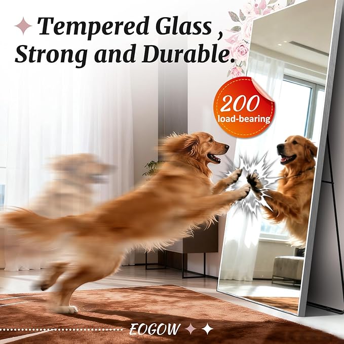 EOGOW 71" x 31" Full Body Mirror,Tempered Glass Shatterproof Full Length Mirror with Stand, Hanging, Wall Mounted Leaning for Bedroom Living Room Entryway