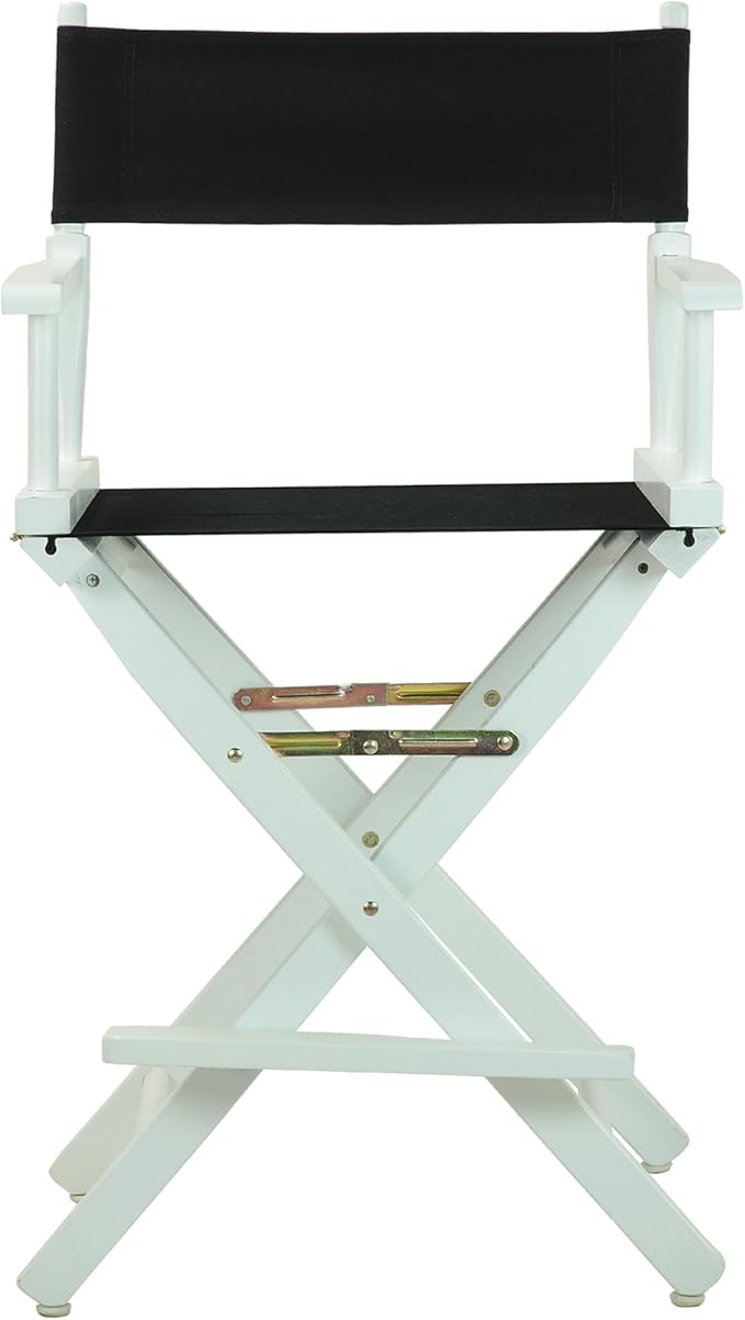 Casual Home 24" Director's Chair White Frame with Black Canvas, Counter Height