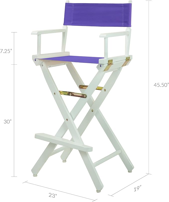 Casual Home 230-01/021-41 Director Chair, 30" - Bar Height, WhiteFrame/Purple Canvas