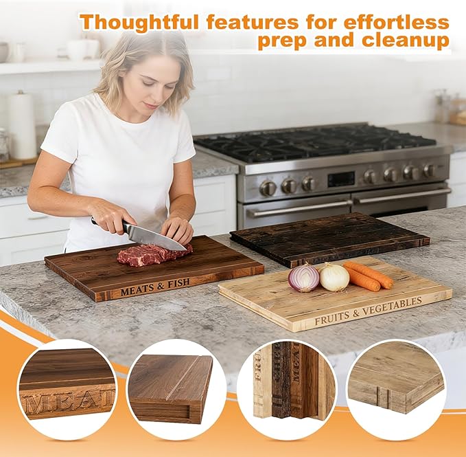 Book Cutting Board Set，100% Acacia Wood，Each Set Comprises Three Pieces, Including a Wooden Stand