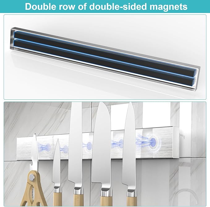 Magnetic Knife Bar 18 inch, Heavy Duty Kitchen Knife Magnet Holder and Wall Mount Tool Strip, Extra Strong Magnetic Strips for Wall to Organize Chef Knives in Kitchen or RV Essentials
