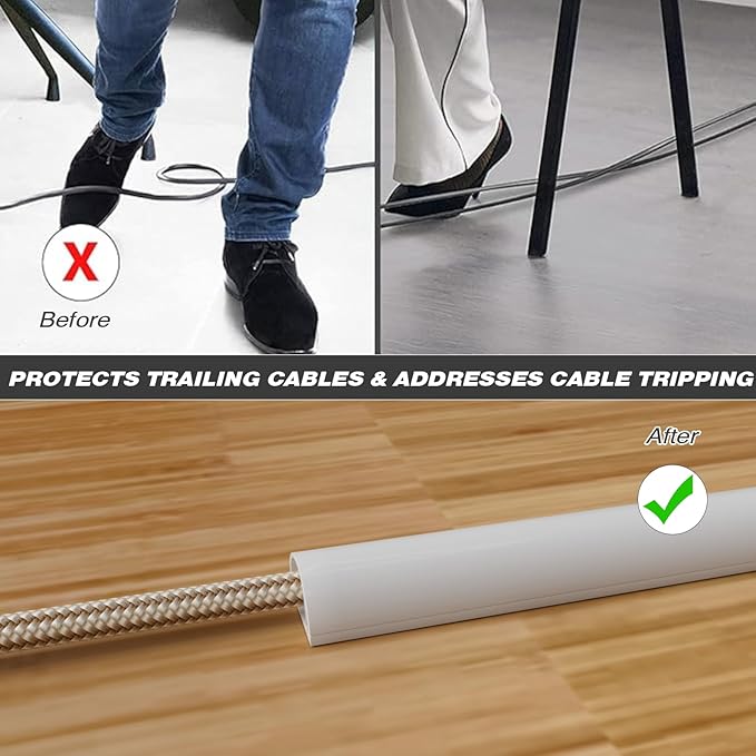 118" Silicone Cord Hider for Wall Mount TV,Self-Adhesive Cable Hider for 1 Cord(1/4" Diameter),Cable Management Under Desk,Cord Organizer,Cable Raceway Home & Office Trim,Cord Concealer Channel,White