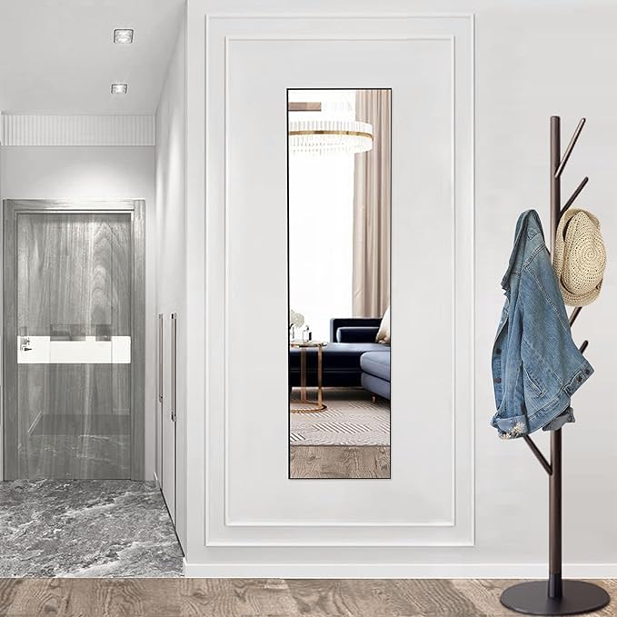 NEWBULIG 59.1"x15.7" Full Length Mirror, Full Body Floor Mirror with Aluminum Alloy Thin Frame, Wall or Standing Mirror for Bedroom, Living Room, Dressing Room, Black